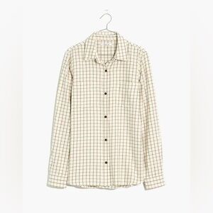 NWT Madewell Pink & Gray Flannel Classic Ex-Boyfriend Shirt in Windowpane Medium